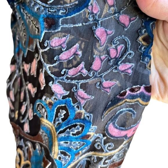 HALE BOB Odile Medallion Silk/Rayon Velvet Burnout Beaded Dress Women Sz S Black - Picture 7 of 12